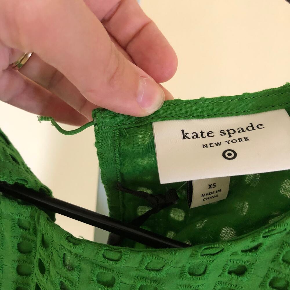 Kate Spade X Target NWT Green Boxy Eyelet Crop Top Size XS Broken Button Loop - Picture 4 of 15